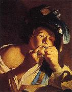 Dirck van Baburen Man Playing a Jew s Harp Spain oil painting artist
